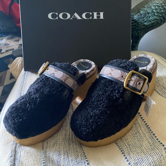 Coach platform shearling clogs new in box size 7.5 - Picture 5 of 7